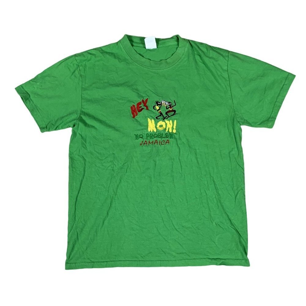 Hey Mon! No Problem Jamaica 100% Cotton Green T-Shirt Size Large